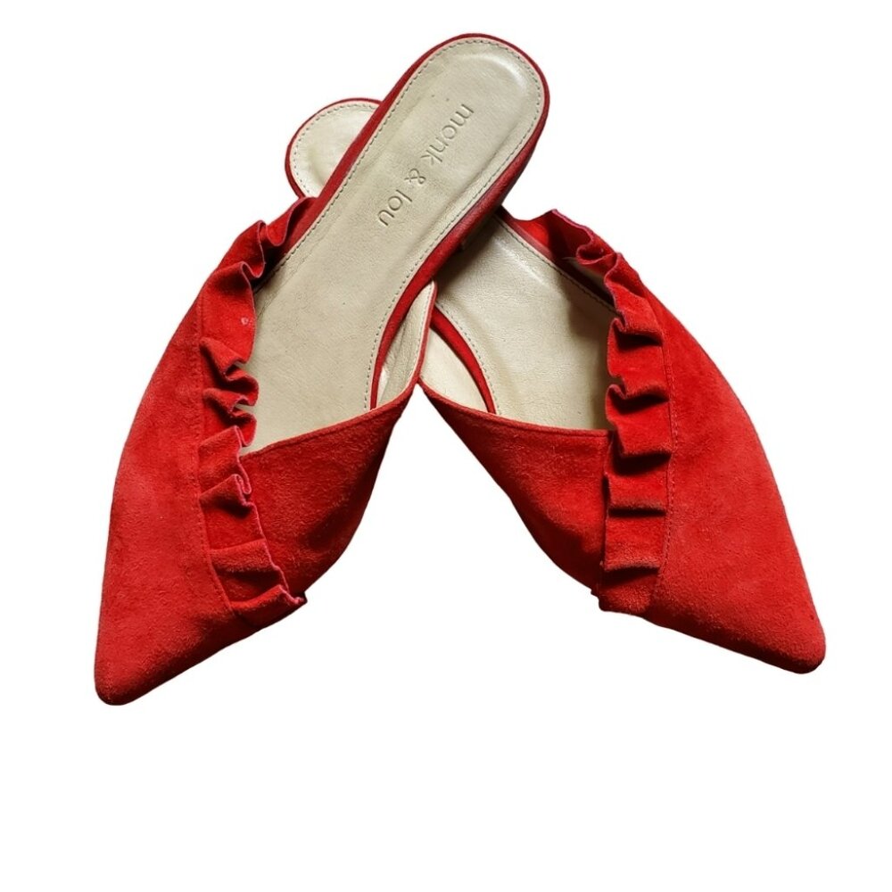 MONK & LOU | Red Suede Leather Mules  (Size 37)
